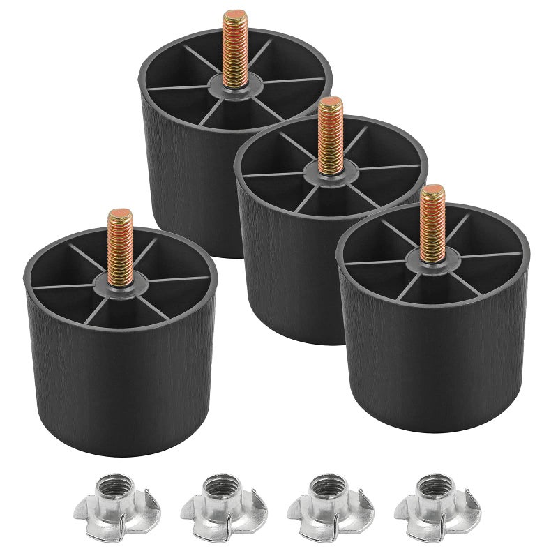 Masendelk 2 inch Plastic Furniture Legs, Round Tapered Table Legs Black Sofa Legs Replacement Legs with M8 Hanger Bolts for Couch Table Sofa, Pack of 4 - Image 1